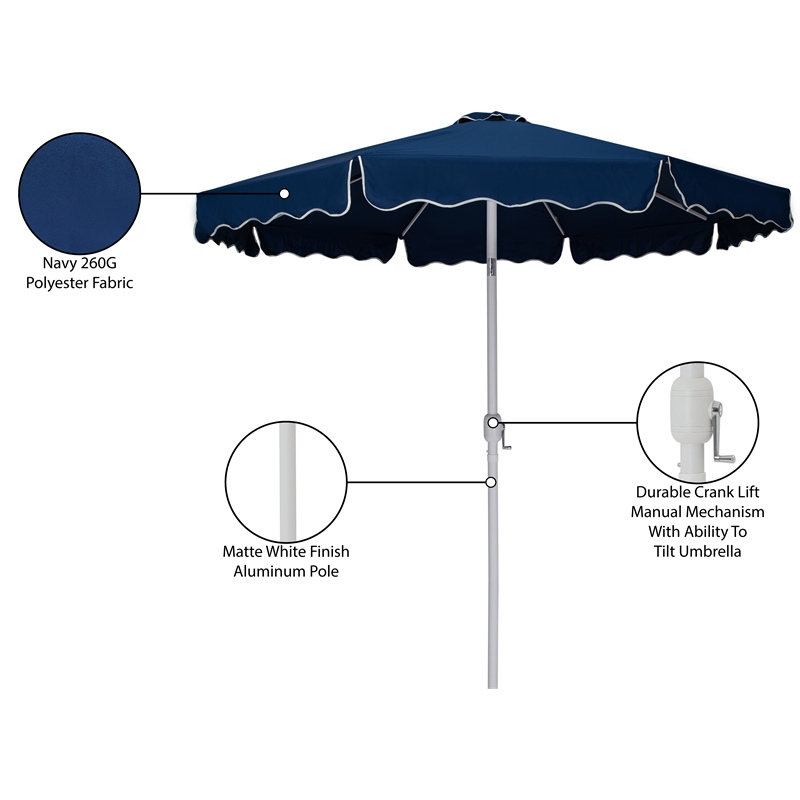 Meridian Furniture Amalfi Navy Polyester Patio Umbrella