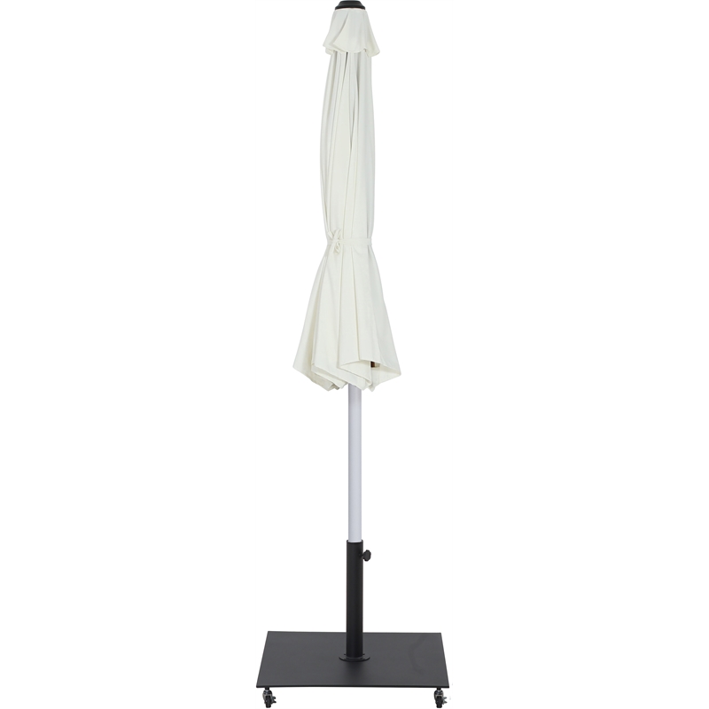 Meridian Furniture Amalfi White Polyester Patio Umbrella with Base Set