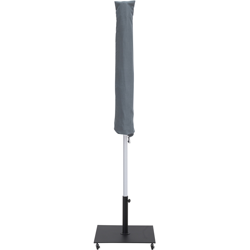 Meridian Furniture Amalfi White Polyester Patio Umbrella with Base Set