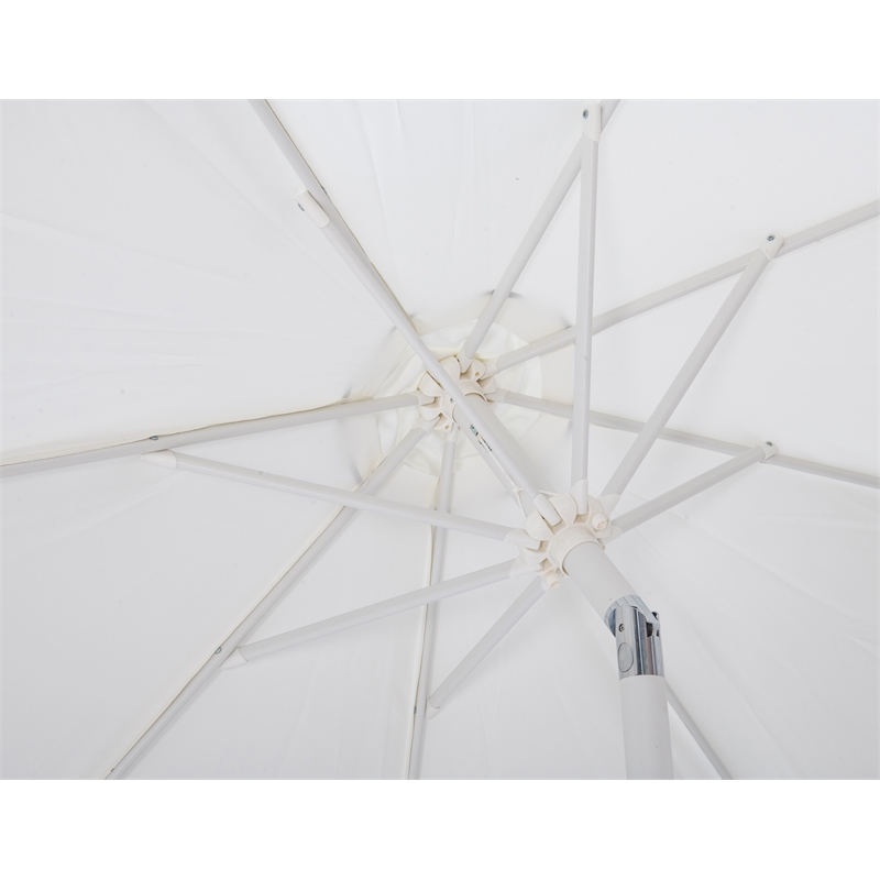 Meridian Furniture Amalfi White Polyester Patio Umbrella with Base Set