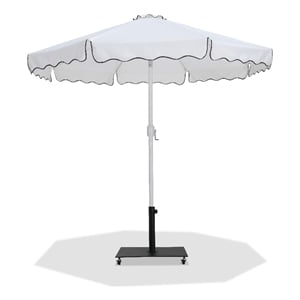 Meridian Furniture Amalfi White Polyester Patio Umbrella with Base Set