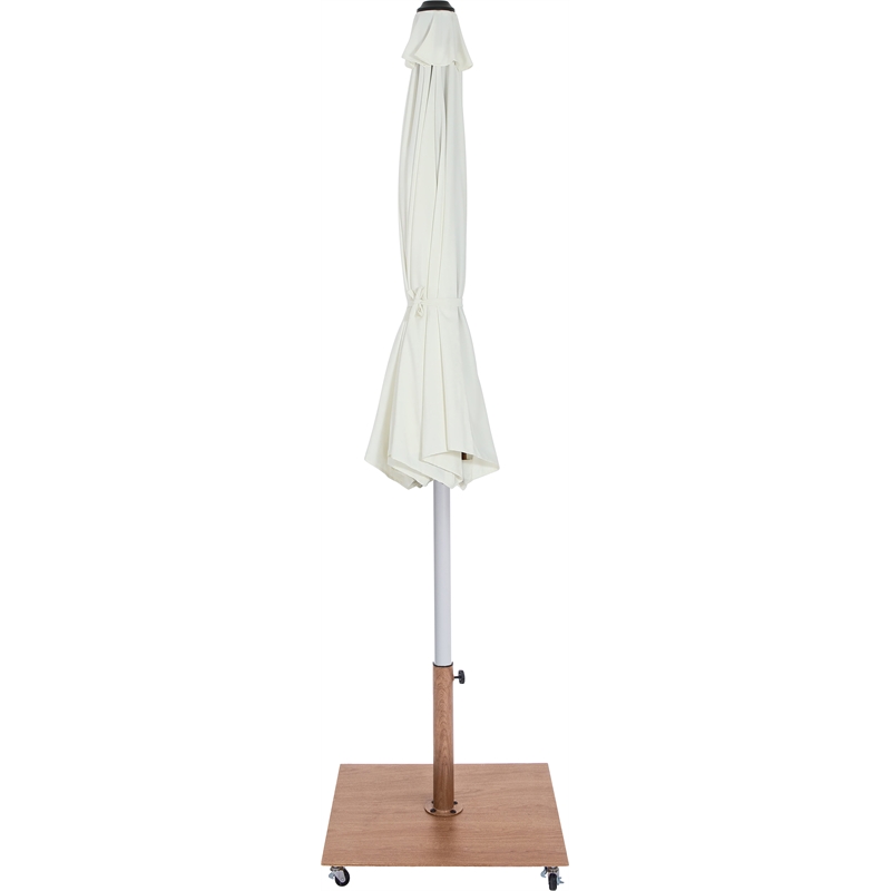 Meridian Furniture Amalfi White Polyester Patio Umbrella with Base Set