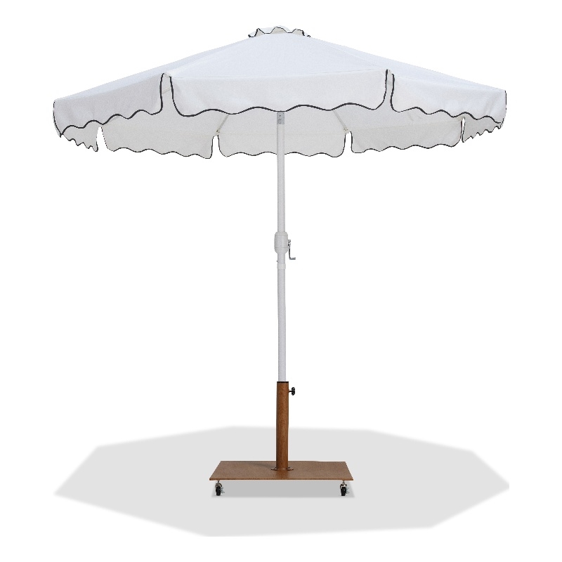 Meridian Furniture Amalfi White Polyester Patio Umbrella with Base Set