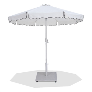 Meridian Furniture Amalfi White Polyester Patio Umbrella with Base Set