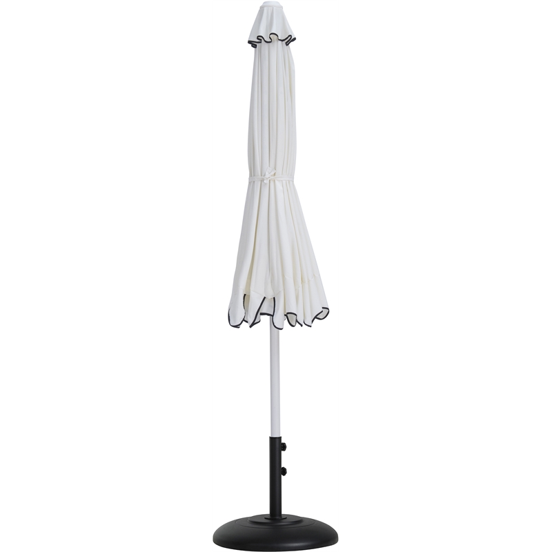 Meridian Furniture Amalfi White Polyester Patio Umbrella with Base Set