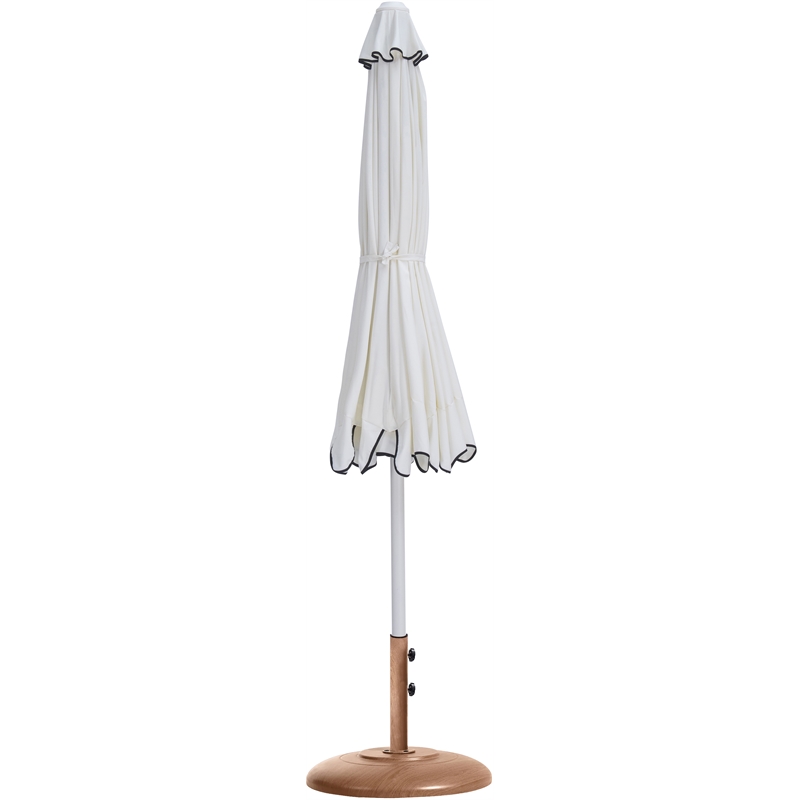 Meridian Furniture Amalfi White Polyester Patio Umbrella with Base Set