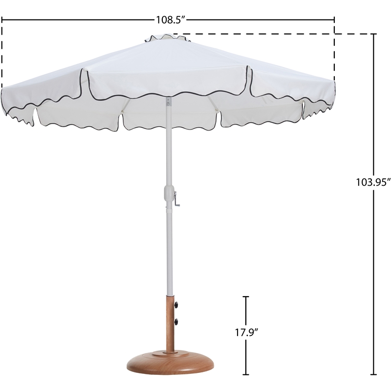 Meridian Furniture Amalfi White Polyester Patio Umbrella with Base Set