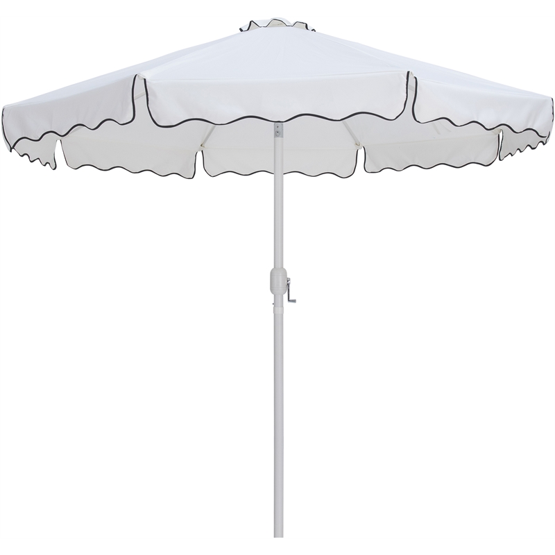 Meridian Furniture Amalfi White Polyester Patio Umbrella with Base Set