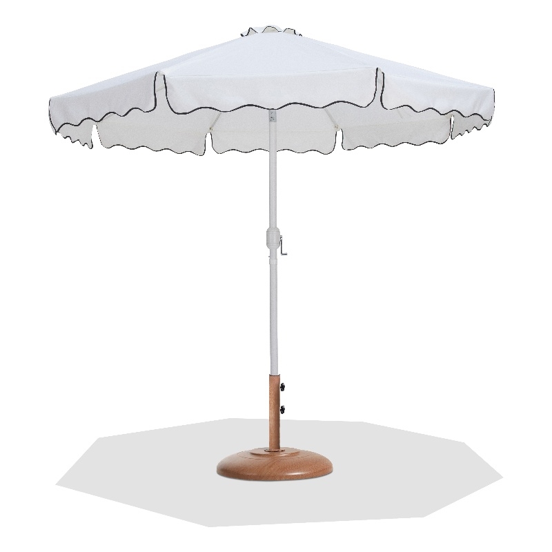 Meridian Furniture Amalfi White Polyester Patio Umbrella with Base Set