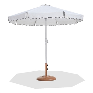 Meridian Furniture Amalfi White Polyester Patio Umbrella with Base Set