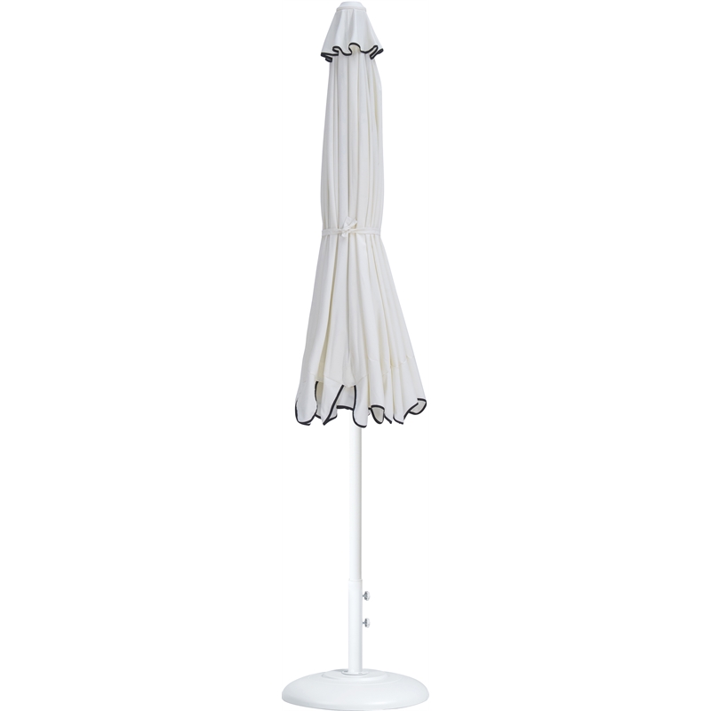 Meridian Furniture Amalfi White Polyester Patio Umbrella with Base Set