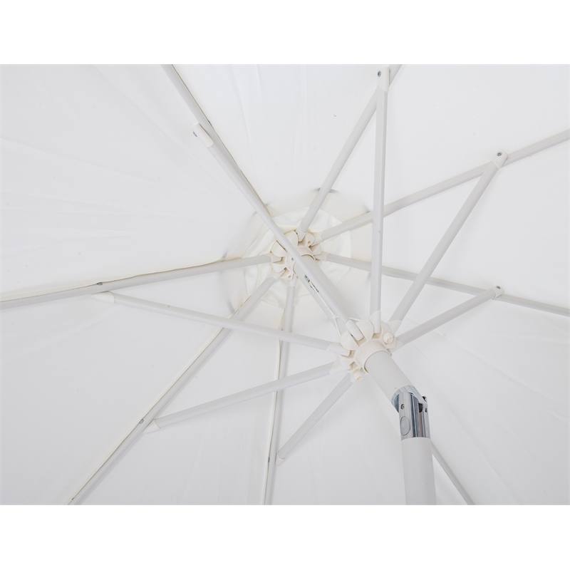 Meridian Furniture Amalfi White Polyester Patio Umbrella with Base Set
