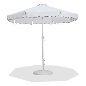 Meridian Furniture Amalfi White Polyester Patio Umbrella with Base Set