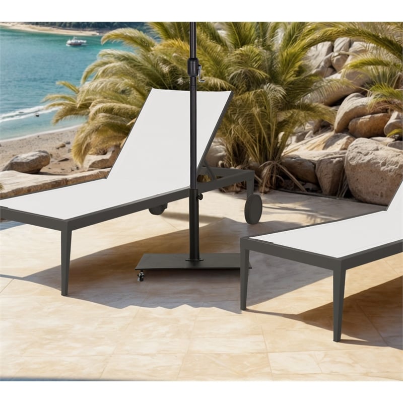Meridian Furniture Belize Black Steel Patio Umbrella Base