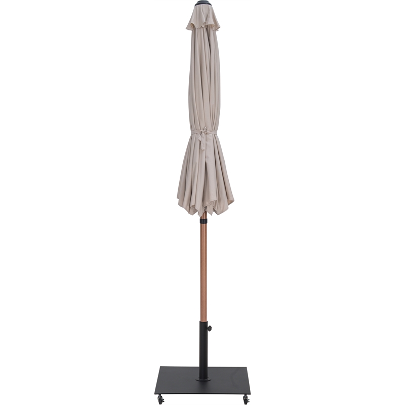Meridian Furniture Fiji Beige Polyester Patio Umbrella with Base Set