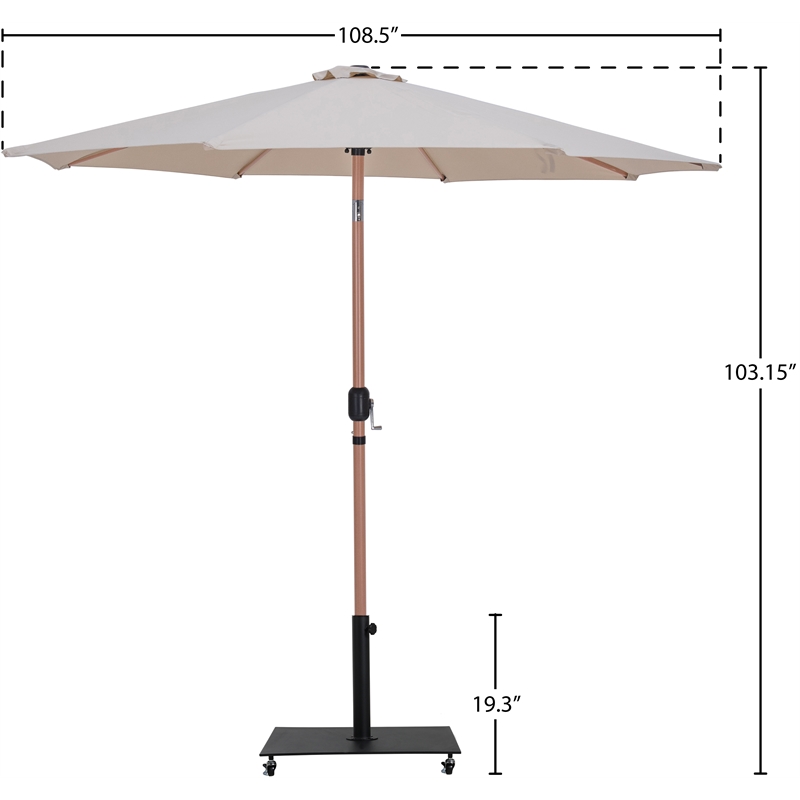 Meridian Furniture Fiji Beige Polyester Patio Umbrella with Base Set