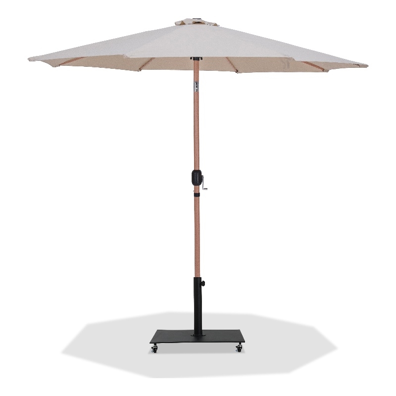 Meridian Furniture Fiji Beige Polyester Patio Umbrella with Base Set
