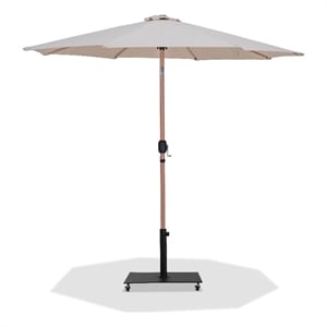 Meridian Furniture Fiji Beige Polyester Patio Umbrella with Base Set