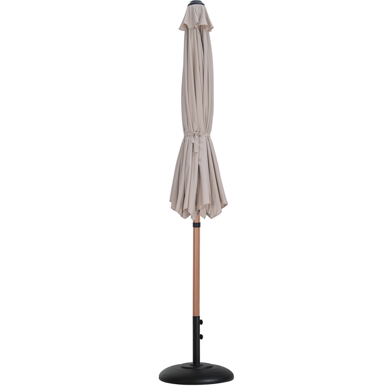 Meridian Furniture Fiji Beige Polyester Patio Umbrella with Base Set