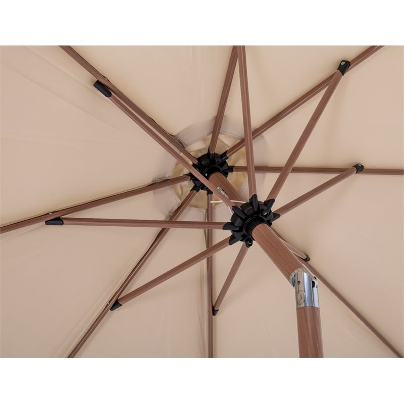 Meridian Furniture Fiji Beige Polyester Patio Umbrella with Base Set