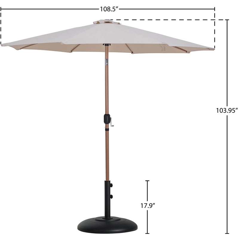 Meridian Furniture Fiji Beige Polyester Patio Umbrella with Base Set