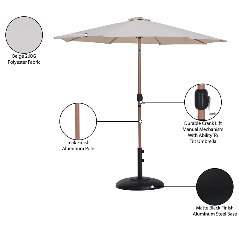 Meridian Furniture Fiji Beige Polyester Patio Umbrella with Base Set