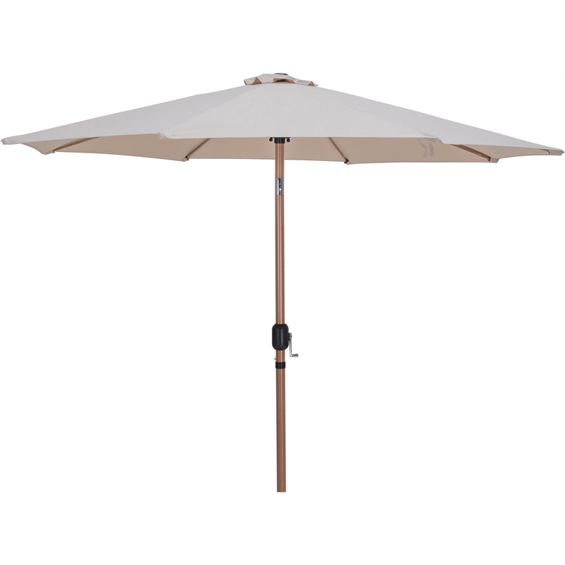 Meridian Furniture Fiji Beige Polyester Patio Umbrella with Base Set