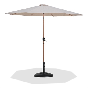 Meridian Furniture Fiji Beige Polyester Patio Umbrella with Base Set
