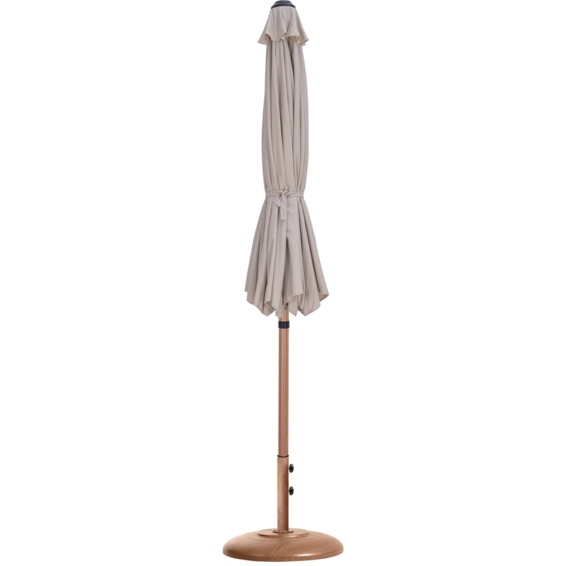 Meridian Furniture Fiji Beige Polyester Patio Umbrella with Base Set