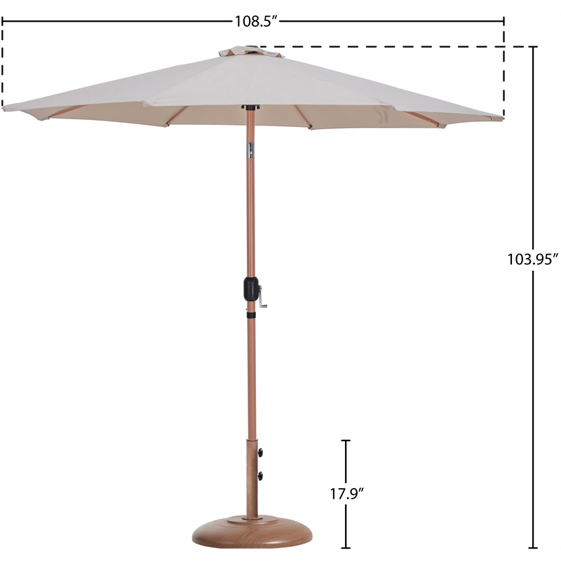 Meridian Furniture Fiji Beige Polyester Patio Umbrella with Base Set