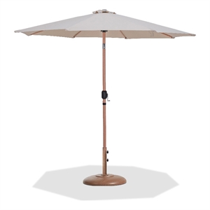 Meridian Furniture Fiji Beige Polyester Patio Umbrella with Base Set