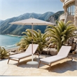 Meridian Furniture Fiji Beige Polyester Patio Umbrella with Base Set