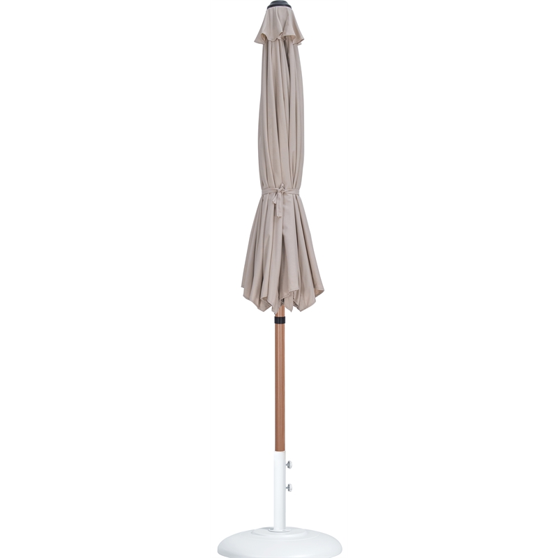 Meridian Furniture Fiji Beige Polyester Patio Umbrella with Base Set