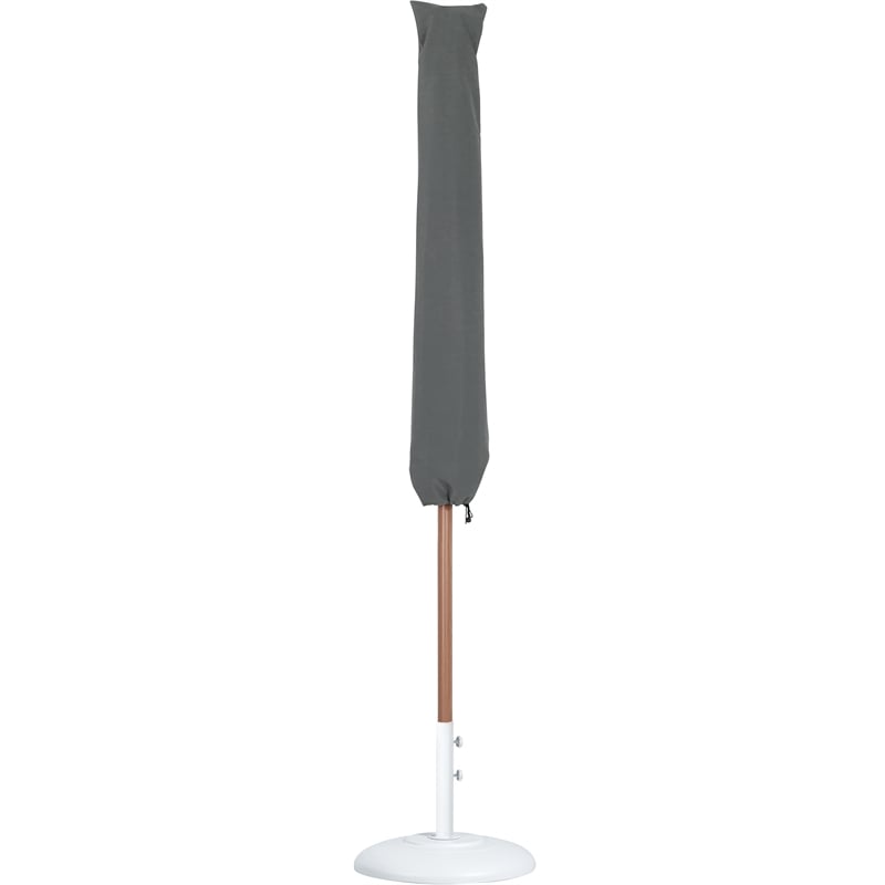 Meridian Furniture Fiji Beige Polyester Patio Umbrella with Base Set
