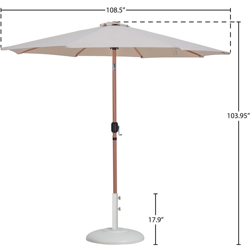 Meridian Furniture Fiji Beige Polyester Patio Umbrella with Base Set