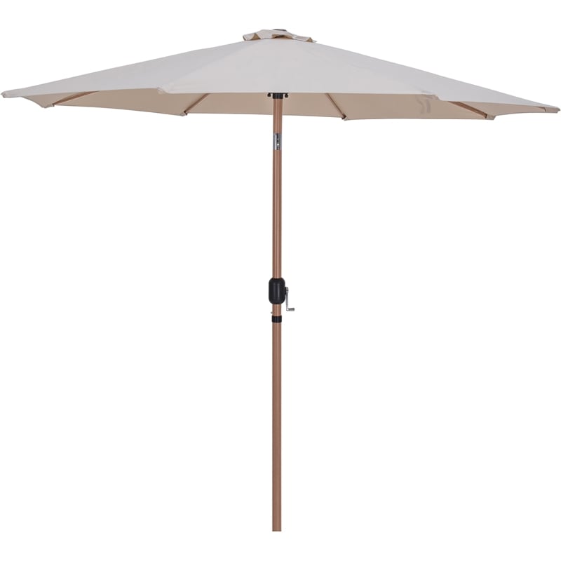Meridian Furniture Fiji Beige Polyester Patio Umbrella with Base Set