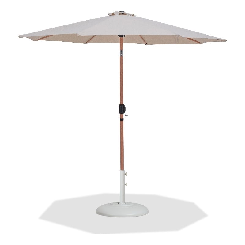 Meridian Furniture Fiji Beige Polyester Patio Umbrella with Base Set