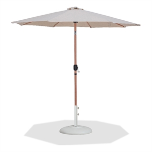 Meridian Furniture Fiji Beige Polyester Patio Umbrella with Base Set
