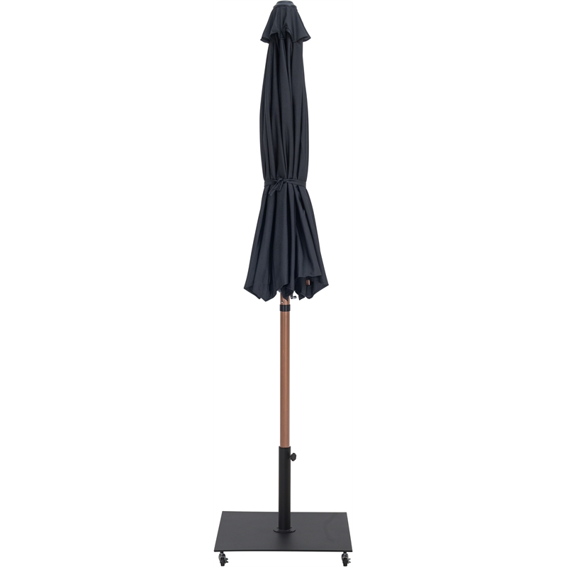 Meridian Furniture Fiji Black Polyester Patio Umbrella with Base Set