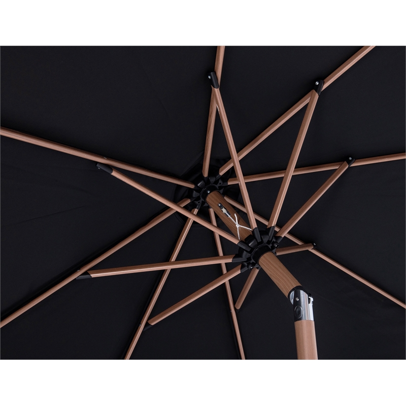 Meridian Furniture Fiji Black Polyester Patio Umbrella with Base Set
