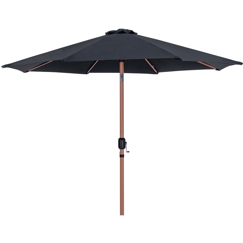 Meridian Furniture Fiji Black Polyester Patio Umbrella with Base Set