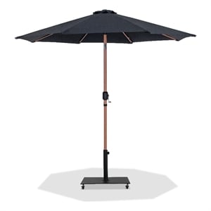 Meridian Furniture Fiji Black Polyester Patio Umbrella with Base Set