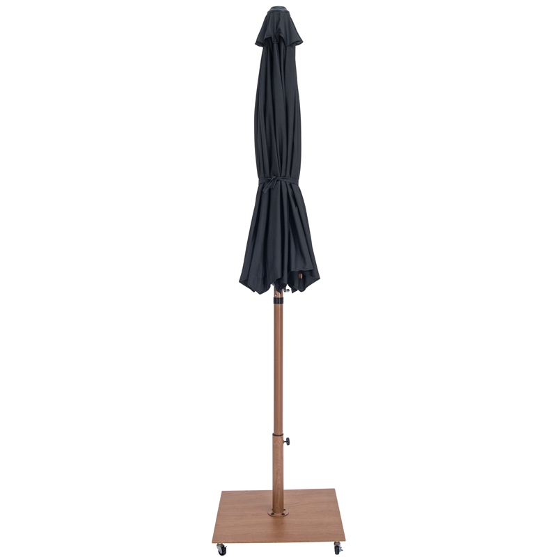 Meridian Furniture Fiji Black Polyester Patio Umbrella with Base Set