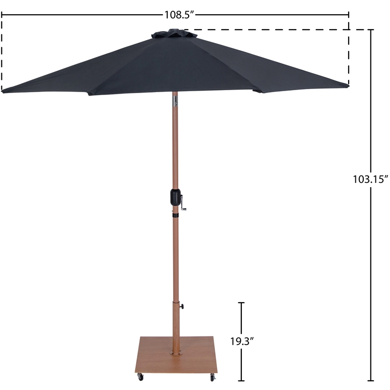 Meridian Furniture Fiji Black Polyester Patio Umbrella with Base Set