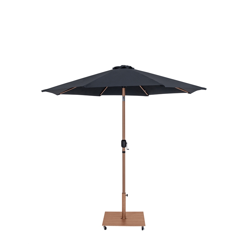 Meridian Furniture Fiji Black Polyester Patio Umbrella with Base Set