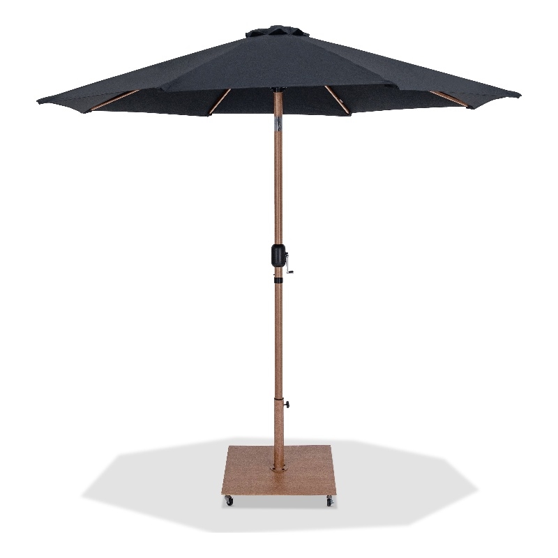 Meridian Furniture Fiji Black Polyester Patio Umbrella with Base Set