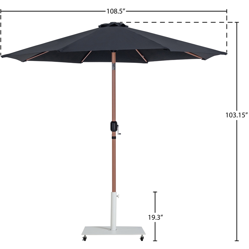 Meridian Furniture Fiji Black Polyester Patio Umbrella with Base Set
