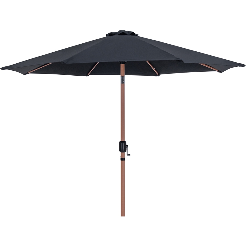 Meridian Furniture Fiji Black Polyester Patio Umbrella with Base Set