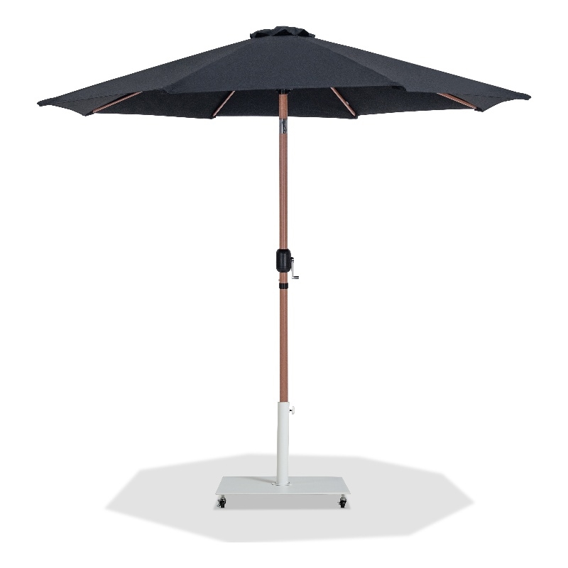 Meridian Furniture Fiji Black Polyester Patio Umbrella with Base Set