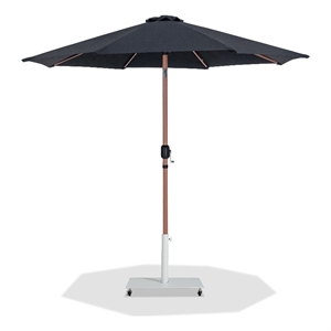 Meridian Furniture Fiji Black Polyester Patio Umbrella with Base Set